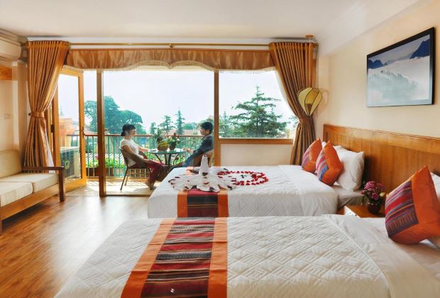 Phòng ngủ tại Khách sạn Panorama Sapa